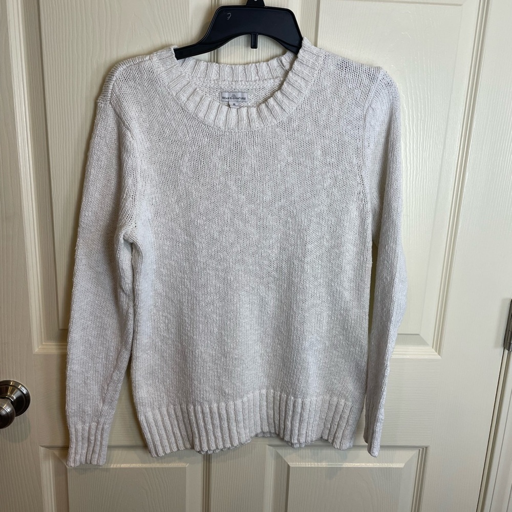 LL bean signature Women's White cotton crew neck Sweater